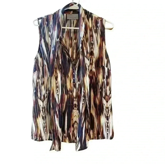 Classique Entier Sleeveless Multicolor/Watercolor 100% Silk Top in a size small. - Picture 1 of 14